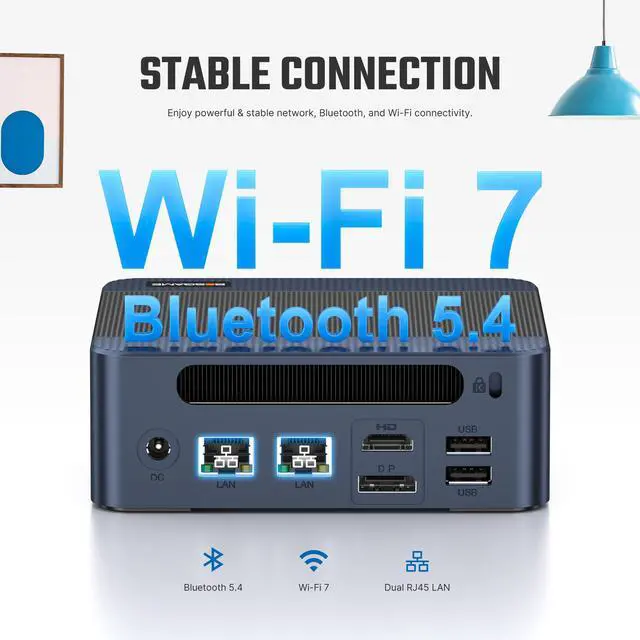 Alt view image 5 of 7 - BOSGAME E6 ECO Mini PC, Intel Core 3 304 Processor (up to 4.3GHz), 12GB LPDDR5X 512GB SSD, Dual Gigabit Ethernet, Wi-Fi 7, Triple 4K Display