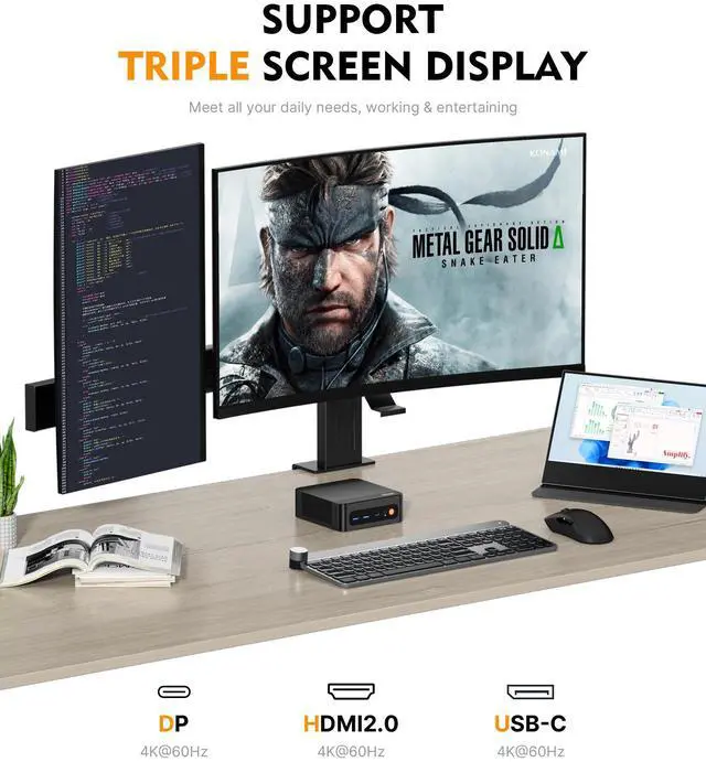 Alt view image 7 of 7 - BOSGAME P6 Neo Mini PC, Ryzen 7 6800H, 24GB LPDDR5X 512GB SSD, Win 11 Pro, Triple 4K, WiFi 6E, Dual LAN