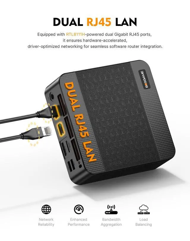 Alt view image 4 of 7 - BOSGAME P6 Neo Mini PC, Ryzen 7 6800H, 24GB LPDDR5X 1TB SSD, Win 11 Pro, Triple 4K, WiFi 6E, Dual LAN