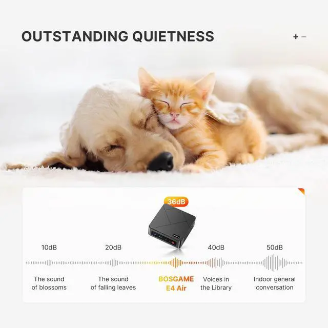 Alt view image 4 of 7 - BOSGAME E4 Air Mini PC, AMD Ryzen 5 3500U up to 3.7GHz, 8GB DDR4 (up to 32GB),256GB SSD, Dual Gigabit LAN, Triple 4K Display, WiFi 5 & BT 5.0