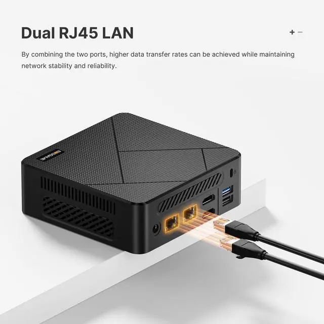 Alt view image 5 of 7 - BOSGAME E4 Air Mini PC, AMD Ryzen 5 3500U up to 3.7GHz, 8GB DDR4 (up to 32GB),256GB SSD, Dual Gigabit LAN, Triple 4K Display, WiFi 5 & BT 5.0