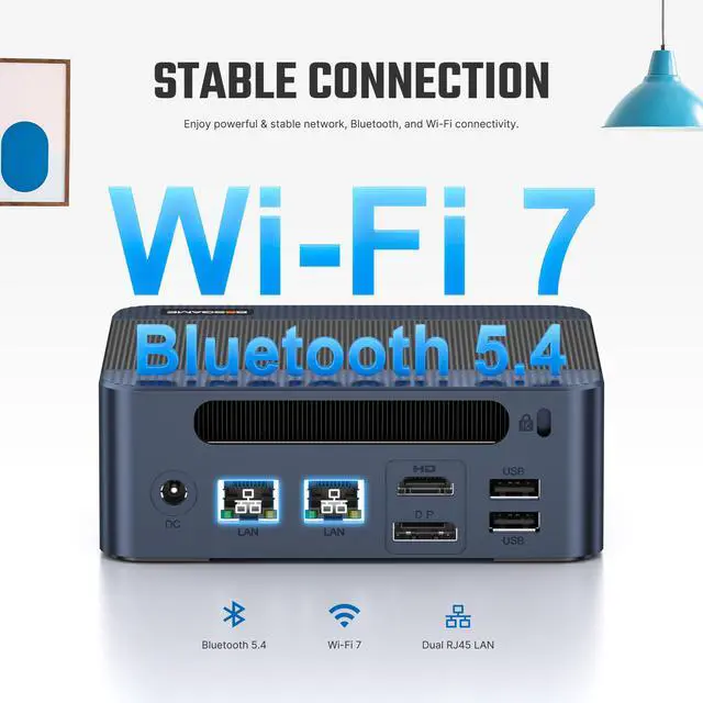 Alt view image 2 of 7 - BOSGAME E6 ECO Mini PC, Intel Core 3 304 Processor (up to 4.3GHz), 12GB LPDDR5X 512GB SSD, Dual Gigabit Ethernet, Wi-Fi 7, Triple 4K Display
