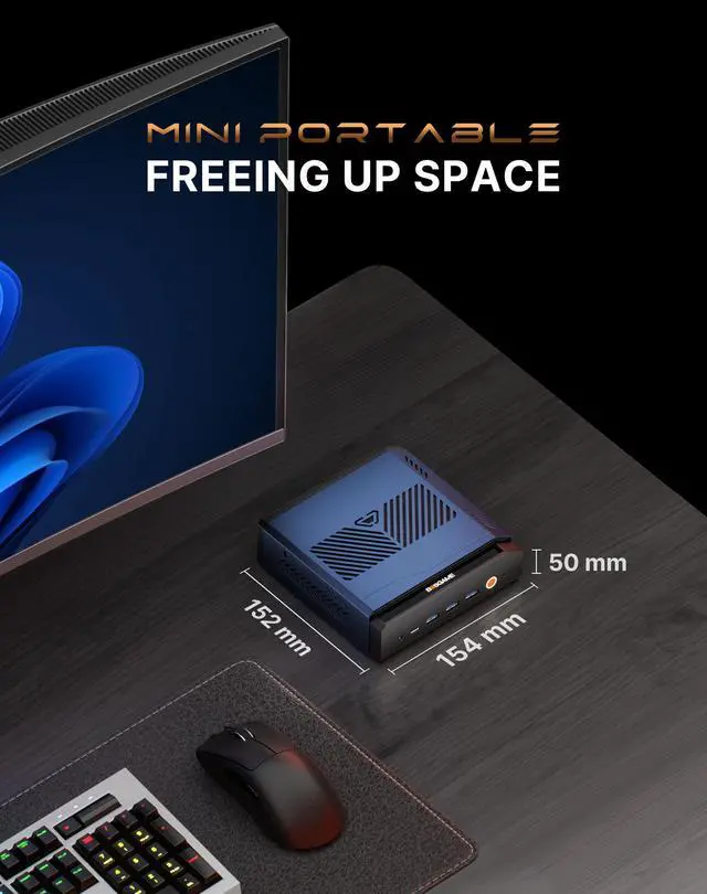 Alt view image 5 of 7 - BOSGAME M6 AI Mini PC AMD Ryzen AI 9 HX370(12C/24T, up to 5.1GHz) 32GB DDR5 1TB PCIe4.0 SSD, OCuLink|USB4(8K@60Hz)|HDMI|DP Four Outputs, 2xRJ45 2.5G, Wi-Fi 6E, AMD Radeon 890M Graphics Mini Computer