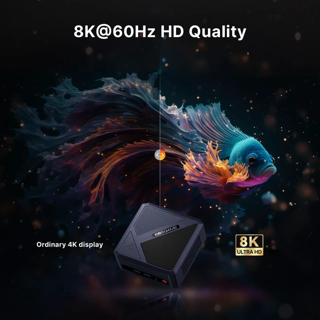 Alt view image 7 of 7 - BOSGAME P5 Pro Mini PC AMD Ryzen 7 6800H (8C/16T, up to 4.7GHz) 32GB DDR5 RAM 1TB NVMe SSD, AMD Radeon 680M, Quad 4K@60Hz Outputs via HDMI + USB-C, 2.5G LAN, Wi-Fi 6, Windows 11 Pro Desktop Computer