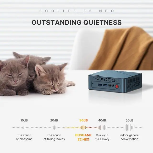 Alt view image 6 of 7 - BOSGAME E2 Neo Mini PC, AMD Ryzen 5 3500U Processor (4C/8T, up to 3.7GHz), 16GB DDR4 2400MHz 512GB PCIe3.0 SSD, 2x HDMI, USB-C, WiFi 5, BT 5.0, Gigabit LAN, Desktop Computer
