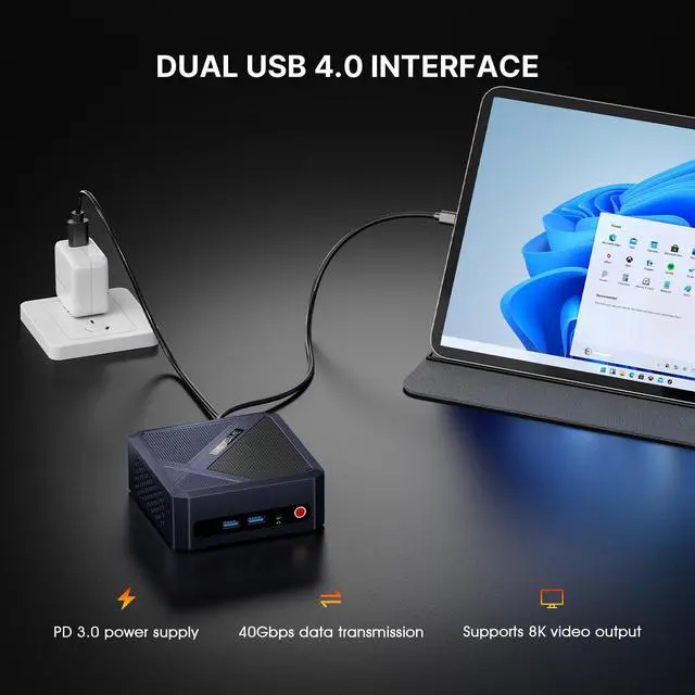 Alt view image 5 of 7 - BOSGAME P5 Pro Mini PC, AMD Ryzen 7 6800H Mini Computers, 32GB DDR5, 1TB PCIe SSD, 4K Triple Display & USB4, Dual 2.5G LAN & Wi-Fi 6E & BT5.2, Desktop Computer for Gaming, Office