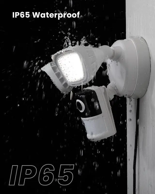 Alt view image 4 of 7 - ieGeek Floodlight Camera, Outdoor Home Security Camera, 2K Wired Flood Light Camera Outdoor with Motion Sensor Cam, 2600 Lumens, Color Night Vision, 110dB Siren, 2 Way Audio, Compatible with Alexa