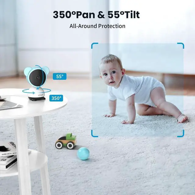 Alt view image 4 of 7 - ieGeek 5'' Baby Monitor, WiFi Smartphone 1080P Baby Camera Via Screen and App Control, Night Vision Video Baby Monitor with Sound& Motion Detection, 2-Way Talk, 360° PTZ, LCD Monitor Control
