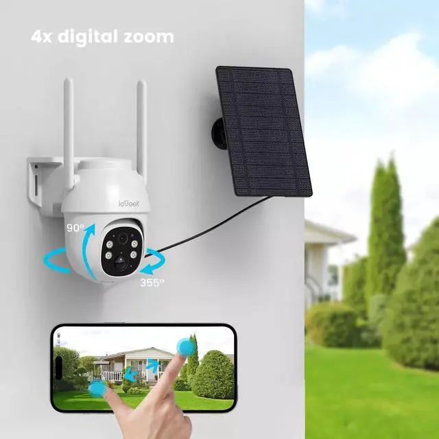 Alt view image 6 of 7 - ieGeek 4G LTE Wireless Security Camera 2K Dome Outdoor Solar Panel with SIM Card