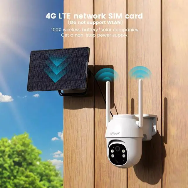 Alt view image 2 of 7 - ieGeek 4G LTE Wireless Security Camera 2K Dome Outdoor Solar Panel with SIM Card