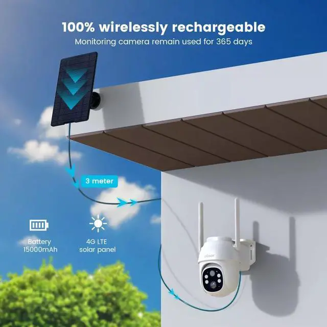 Alt view image 5 of 7 - ieGeek 4G LTE Wireless Security Camera 2K Dome Outdoor Solar Panel with SIM Card