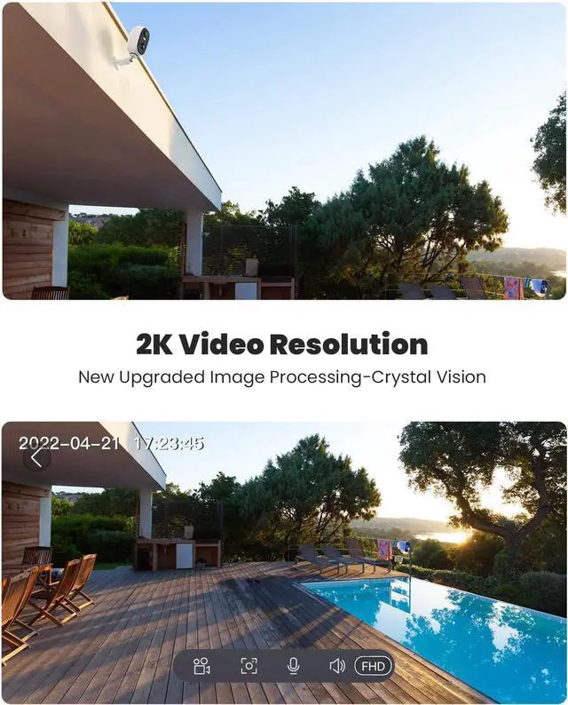Alt view image 4 of 7 - ieGeek 2K Wireless Security Camera Outdoor Battery Powered - 3MP Colorful Night Vision WiFi CCTV Camera System - Human Motion Detection Home Security IP Camera,2-Way Audio,IP65,Siren,Video Recording