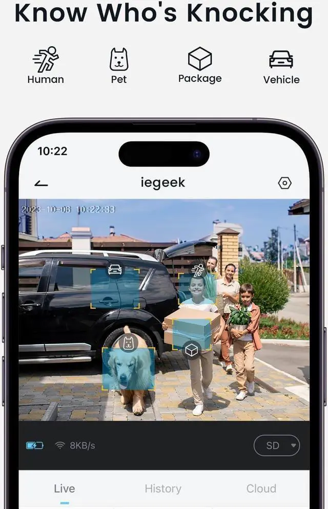 Alt view image 3 of 7 - ieGeek 2K Doorbell Camera Wireless - Video Doorbell with Chime Ringer, Smart Wifi Doorbell AI & PIR Motion Detection, 2 Way Audio, Voice Changer, SD Card Storage with No Subscription, Works with Alexa