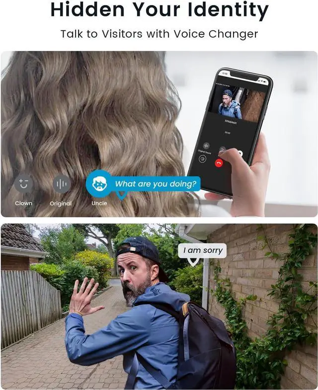 Alt view image 7 of 7 - ieGeek 2K Doorbell Camera Wireless - Video Doorbell with Chime Ringer, Smart Wifi Doorbell AI & PIR Motion Detection, 2 Way Audio, Voice Changer, SD Card Storage with No Subscription, Works with Alexa
