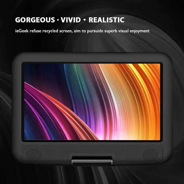 Alt view image 7 of 7 - ieGeek 11.5" Portable DVD Player with SD Card/USB Port, 5 Hour Rechargeable Battery, 9.5" Eye-Protective Screen, Support AV-in/Out, All Region - Black