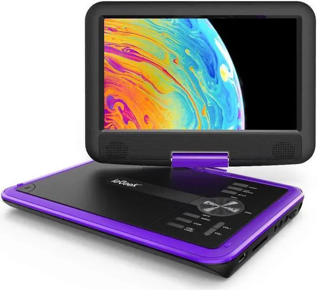 Main image of ieGeek 11.5" Portable DVD Player with SD Card/USB Port, 5 Hour Rechargeable Battery, 9.5" Eye-Protective Screen, Support AV-in/Out, All Region - Purple