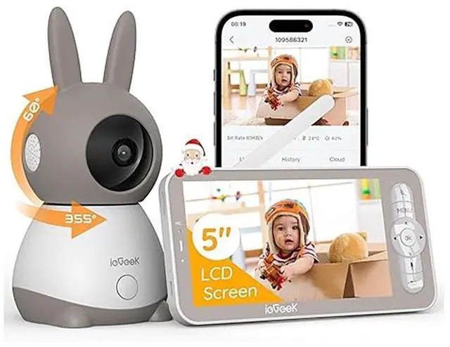 Main image of ieGeek Baby Monitor, 5'' LCD Screen, App Control, Indoor Wireless Security Camera, Two-Way Audio, Night Vision Indoor Pan-Tilt-Zoom, Baby Monitor Camera Cry and Motion Detection