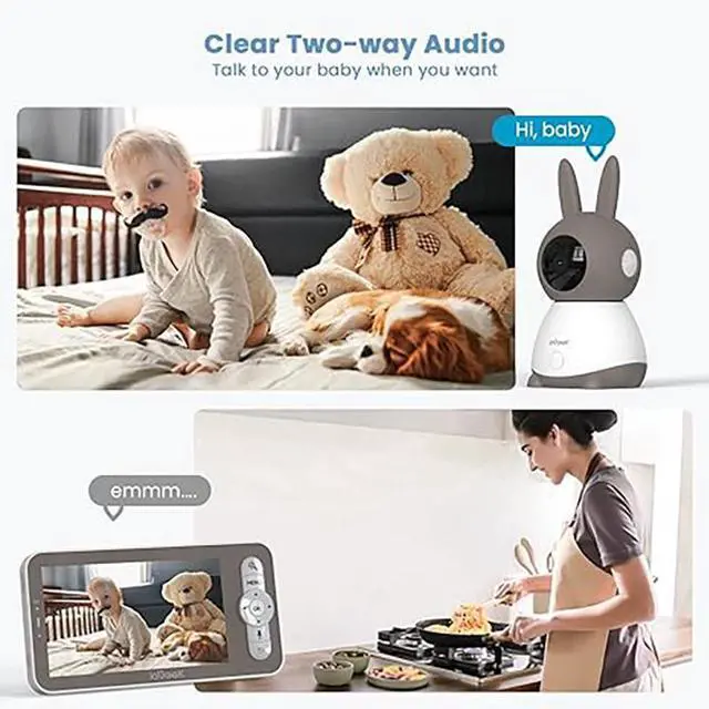 Alt view image 4 of 6 - ieGeek Baby Monitor, 5'' LCD Screen, App Control, Indoor Wireless Security Camera, Two-Way Audio, Night Vision Indoor Pan-Tilt-Zoom, Baby Monitor Camera Cry and Motion Detection