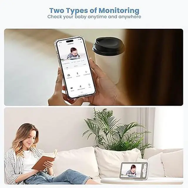 Alt view image 5 of 6 - ieGeek Baby Monitor, 5'' LCD Screen, App Control, Indoor Wireless Security Camera, Two-Way Audio, Night Vision Indoor Pan-Tilt-Zoom, Baby Monitor Camera Cry and Motion Detection