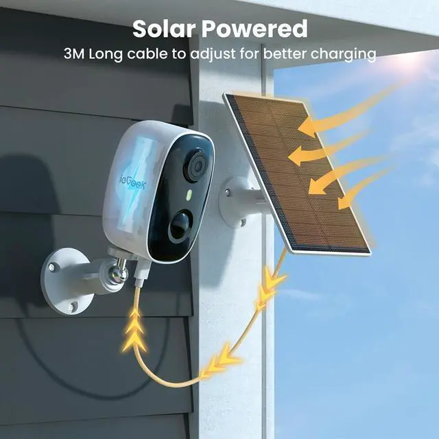Alt view image 2 of 7 - ieGeek Solar Powered Card Camera, Outdoor Monitor, Solar Panel Battery Card Camera 2K 3MP Low Power Security Camera 5000mAh Built-in Battery, Solar Powered Outdoor Wireless Surveillance Camera
