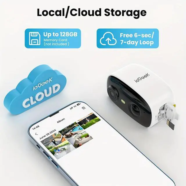 Alt view image 4 of 7 - ieGeek Solar Powered Card Camera, Outdoor Monitor, Solar Panel Battery Card Camera 2K 3MP Low Power Security Camera 5000mAh Built-in Battery, Solar Powered Outdoor Wireless Surveillance Camera