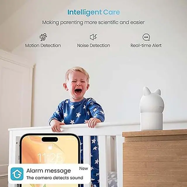 Alt view image 4 of 7 - ieGeek Video Baby Monitor with Camera and Audio - 1080P FHD Monitor WiFi Smartphone - Night Vision, Motion Detection, Temper & Humidity Sensor, 2.4GHz WiFi, Pan-Tilt-Zoom via 4.3" Screen and Free APP