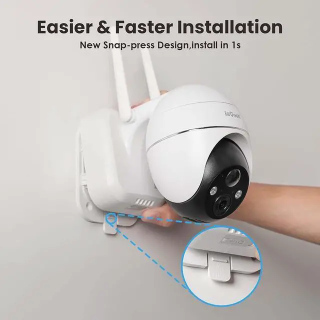 Alt view image 3 of 7 - ieGeek Security Camera Outdoor, 2K Wireless WiFi 360°PTZ Camera, Solar Battery Powered Surveillance Camera with Spotlight/Siren/Motion Detection/3MP Color Night Vision,Compatible with Alexa