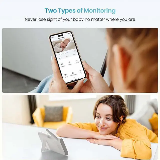 Alt view image 6 of 7 - ieGeek Baby Monitor with 2 Cameras, Split-Screen Video Baby Monitor with Audio and 1080P Camera 4.3" Screen - Night Vision, Two-Way Talk, Cry & Motion Detection, Pan-Tilt-Zoom via Screen and Free APP