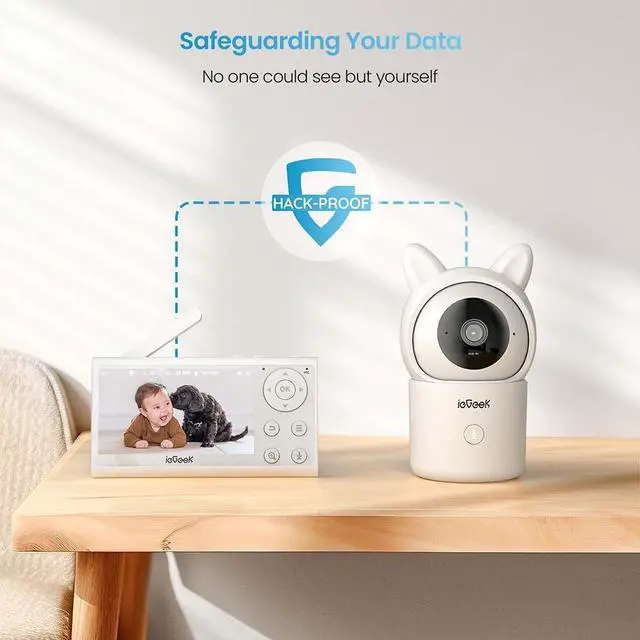 Alt view image 3 of 7 - ieGeek Baby Monitor with 2 Cameras, Split-Screen Video Baby Monitor with Audio and 1080P Camera 4.3" Screen - Night Vision, Two-Way Talk, Cry & Motion Detection, Pan-Tilt-Zoom via Screen and Free APP