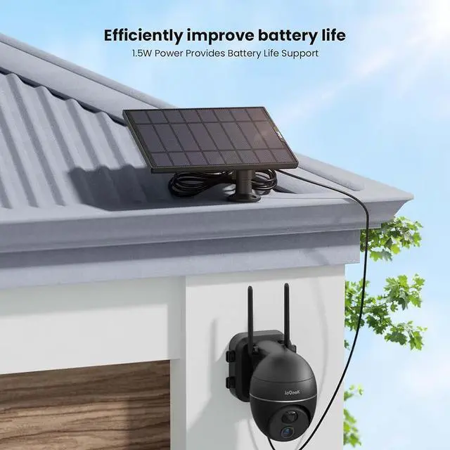 Alt view image 6 of 7 - ieGeek Solar Panel for Wireless Outdoor Security Camera, Compatible with DC 5V Rechargeable Battery Powered Surveillance Cam,5V 1A 3W Type C Port, 9.5ft Cable, Adjustable Mounting Bracket (No Camera)