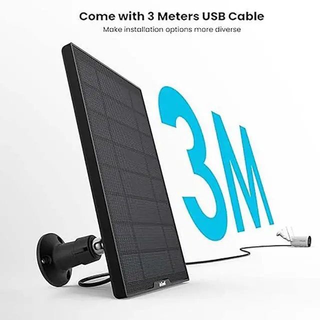 Alt view image 4 of 7 - ieGeek Solar Panel for Wireless Outdoor Security Camera, Compatible with DC 5V Rechargeable Battery Powered Surveillance Cam,5V 1A 3W Type C Port, 9.5ft Cable, Adjustable Mounting Bracket (No Camera)