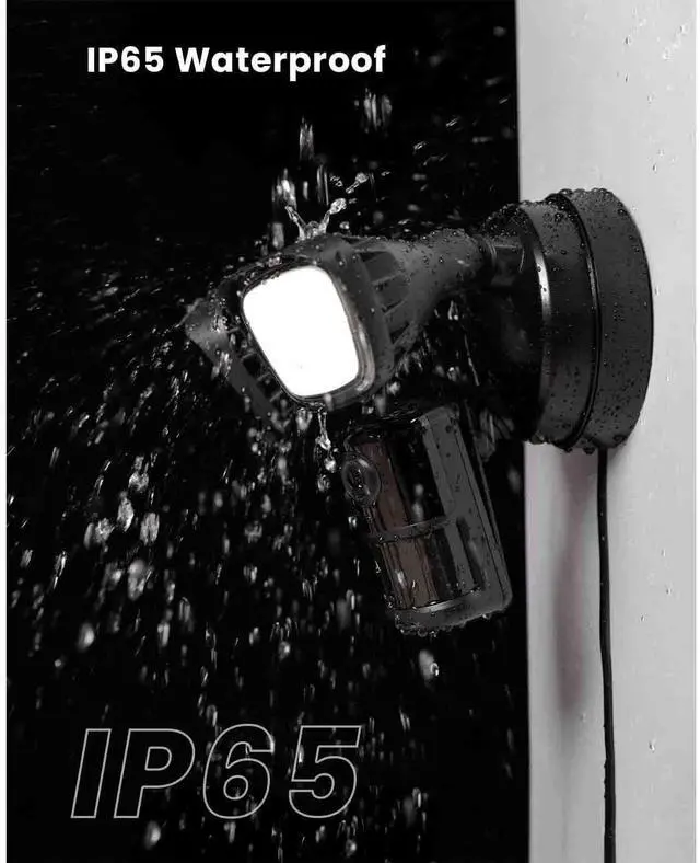Alt view image 2 of 7 - ieGeek Floodlight Camera, Outdoor Home Security Camera, 2K Wired Flood Light Camera Outdoor with Motion Sensor Cam, 2600 Lumens, Color Night Vision, 110dB Siren, 2 Way Audio, Compatible with Alexa