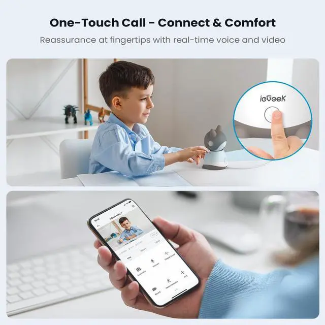 Alt view image 4 of 7 - ieGeek Baby Monitor with 2K Camera and Audio - Video Monitor with 5" Screen - Night Vision, Two-Way Talk, Cry & Motion Detection, Temper& Humidity Sensor, PTZ, Remote Control via Screen and Free APP
