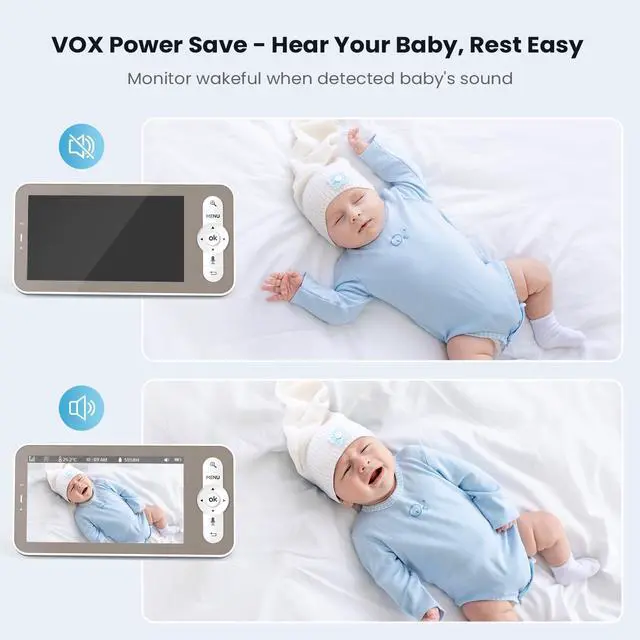 Alt view image 7 of 7 - ieGeek Baby Monitor with 2K Camera and Audio - Video Monitor with 5" Screen - Night Vision, Two-Way Talk, Cry & Motion Detection, Temper& Humidity Sensor, PTZ, Remote Control via Screen and Free APP
