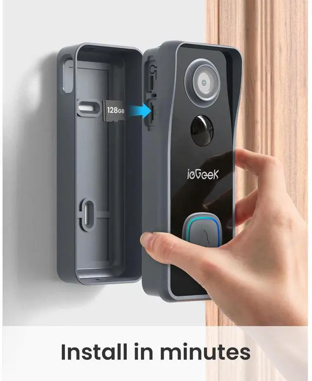 Alt view image 2 of 7 - ieGeek 5MP Doorbell Camera Wireless No Subscription- Video Doorbell Wireless with Chime, Doorbell with Camera, Voice Changer, 2-Way Audio, PIR Motion Detection, 2.4Ghz WiFi, Compatible with Alexa