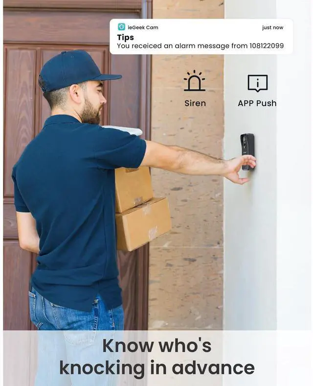 Alt view image 6 of 7 - ieGeek 5MP Doorbell Camera Wireless No Subscription- Video Doorbell Wireless with Chime, Doorbell with Camera, Voice Changer, 2-Way Audio, PIR Motion Detection, 2.4Ghz WiFi, Compatible with Alexa