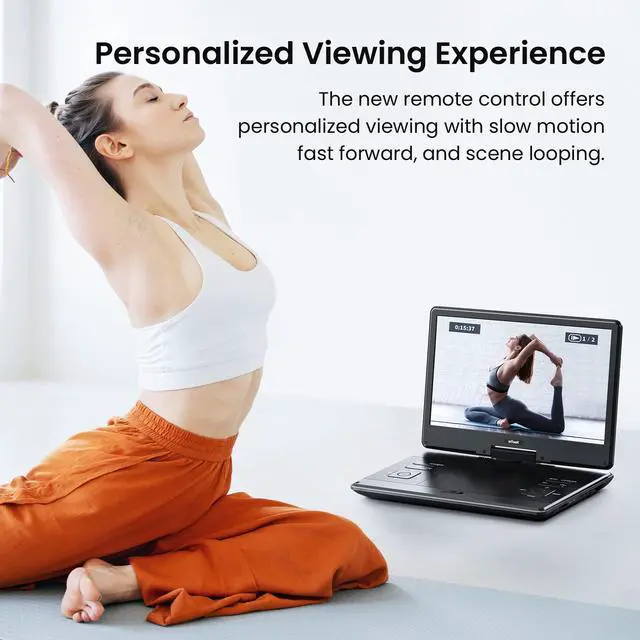 Alt view image 6 of 7 - ieGeek 15.9" Portable DVD Player - with 14.1" Large HD Screen, 6 Hours Rechargeable Battery, High Volume Speakers, Region Free, Support USB/SD/Headphone/Sync TV and Multiple Formats, Slow Play, Black