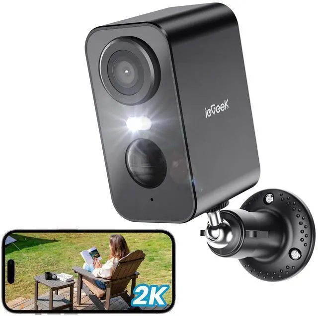 Main image of ieGeek Security Cameras Wireless Outdoor, 2K 3MP Battery Powered WiFi Security Camera with Spotlight & Siren Alarm, 2-Way Audio, Color Night Vision, AI Detection for Home Security, Works with Alexa