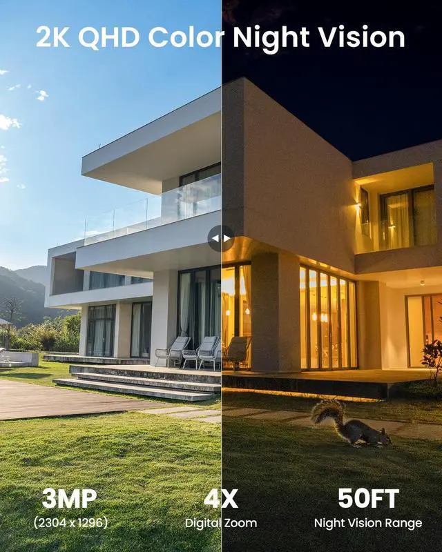 Alt view image 2 of 7 - ieGeek Solar Camera Outdoor Wireless, 2K WiFi Battery Powered Cameras System for Home Security with Embedded Solar Panel, AI Motion Detection, Smart Spotlight & Alarm, Color Night Vision,No Hub Needed