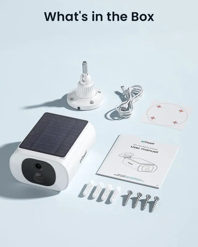 Alt view image 7 of 7 - ieGeek Solar Camera Outdoor Wireless, 2K WiFi Battery Powered Cameras System for Home Security with Embedded Solar Panel, AI Motion Detection, Smart Spotlight & Alarm, Color Night Vision,No Hub Needed