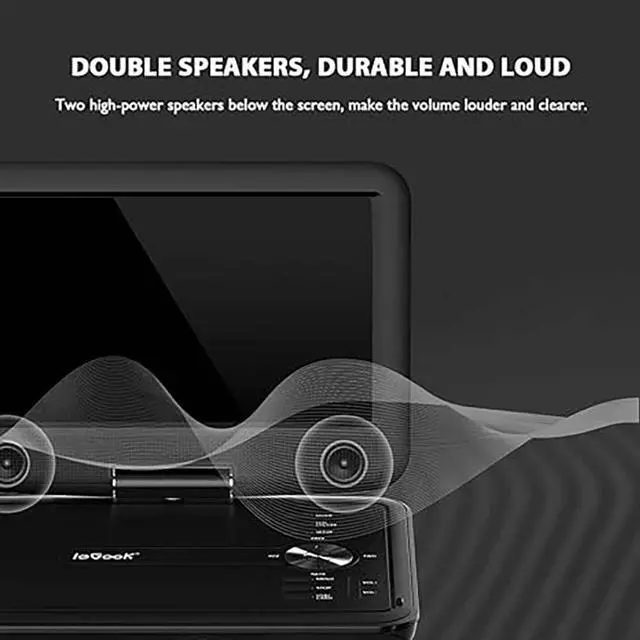 Alt view image 4 of 7 - ieGeek 11.5" Portable DVD Player for Kids and Car, 9.5" Eye-Protective Screen with 5 Hours Rechargeable Battery, Support Sync TV/USB/SD Card and Multiple Disc Formats, Regions Free