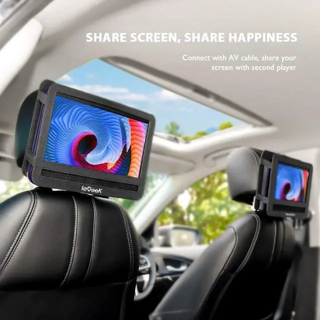 Alt view image 6 of 7 - ieGeek 11.5" Portable DVD Player for Kids and Car, 9.5" Eye-Protective Screen with 5 Hours Rechargeable Battery, Support Sync TV/USB/SD Card and Multiple Disc Formats, Regions Free Purple