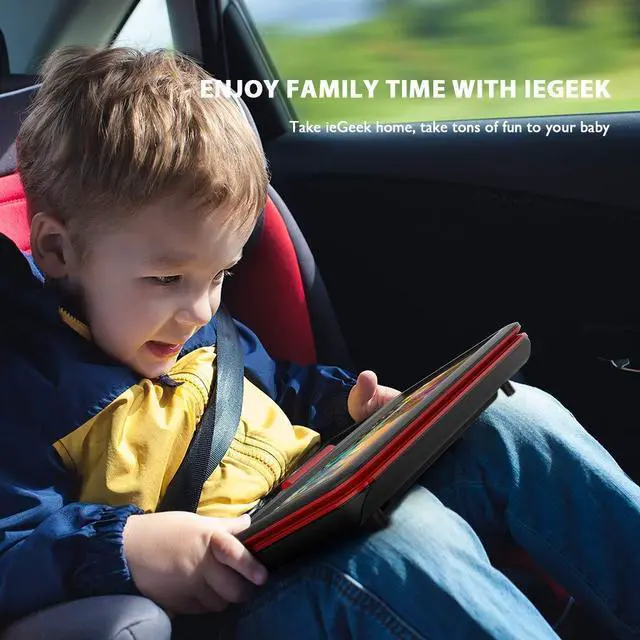 Alt view image 7 of 7 - ieGeek 11.5" Portable DVD Player for Kids and Car, 9.5" Eye-Protective Screen with 5 Hours Rechargeable Battery, Support Sync TV/USB/SD Card and Multiple Disc Formats, Regions Free Red