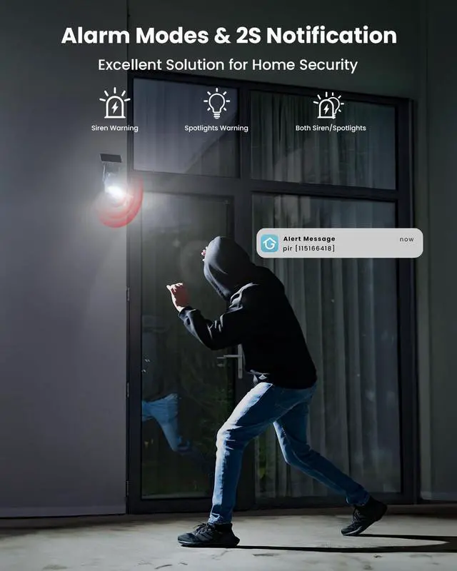 Alt view image 5 of 7 - ieGeek Solar Camera Outdoor Wireless, 2K WiFi Outside Cameras for Home Security, Battery Powered 3MP Surveillance Cam with 360° PTZ Color Night Vision, PIR Motion Detection Sensor, Siren, 2-Way Audio