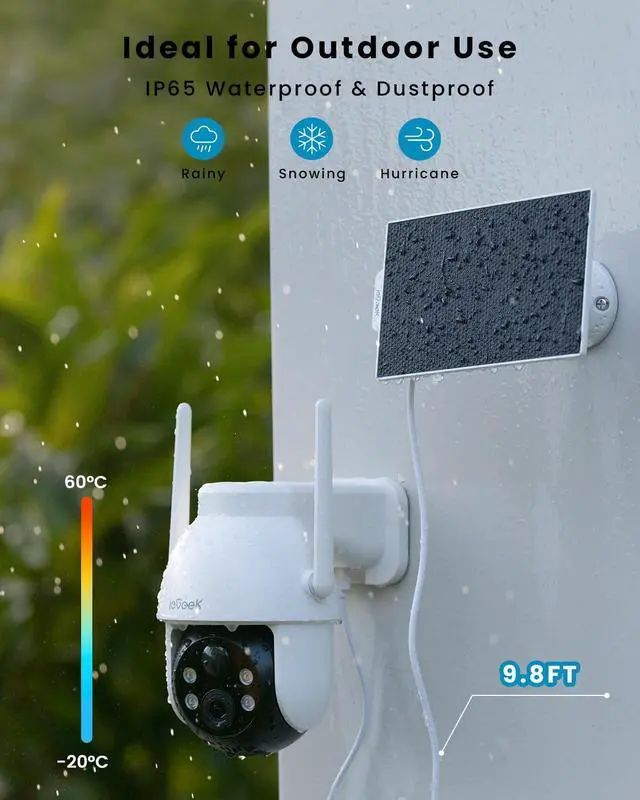 Alt view image 6 of 7 - ieGeek Solar Camera Outdoor Wireless, 2K WiFi Outside Cameras for Home Security, Battery Powered 3MP Surveillance Cam with 360° PTZ Color Night Vision, PIR Motion Detection Sensor, Siren, 2-Way Audio