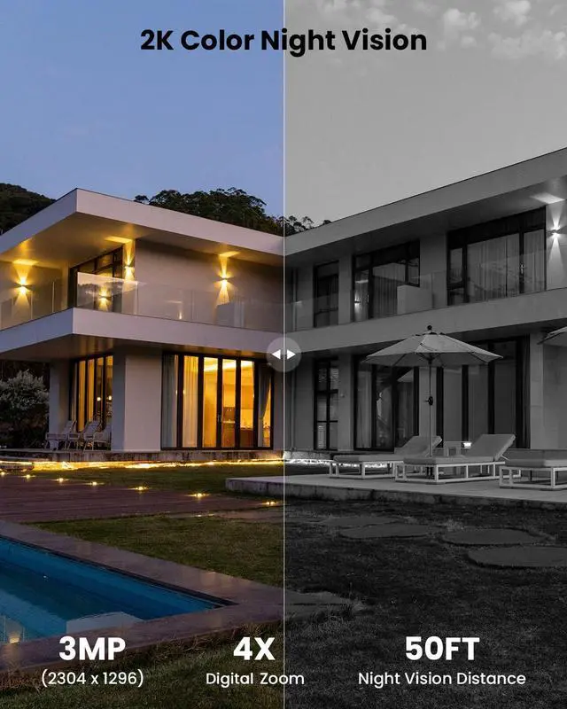 Alt view image 4 of 7 - ieGeek Solar Camera Outdoor Wireless, 2K WiFi Outside Cameras for Home Security, Battery Powered 3MP Surveillance Cam with 360° PTZ Color Night Vision, PIR Motion Detection Sensor, Siren, 2-Way Audio