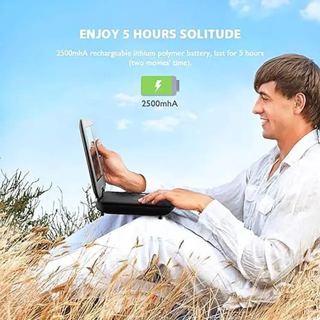 Alt view image 5 of 7 - ieGeek 1.5" Portable DVD Player with SD Card/USB Port, 5-Hour Rechargeable Battery, 9.5" Eye-Proof Screen, AV Input/Output Support, All Regions - Black DVD Player, Best Choice for Gifts