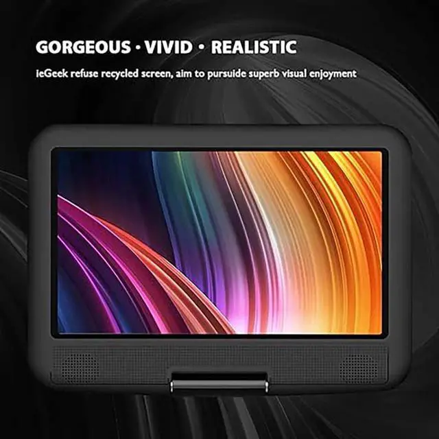Alt view image 7 of 7 - ieGeek 1.5" Portable DVD Player with SD Card/USB Port, 5-Hour Rechargeable Battery, 9.5" Eye-Proof Screen, AV Input/Output Support, All Regions - Black DVD Player, Best Choice for Gifts