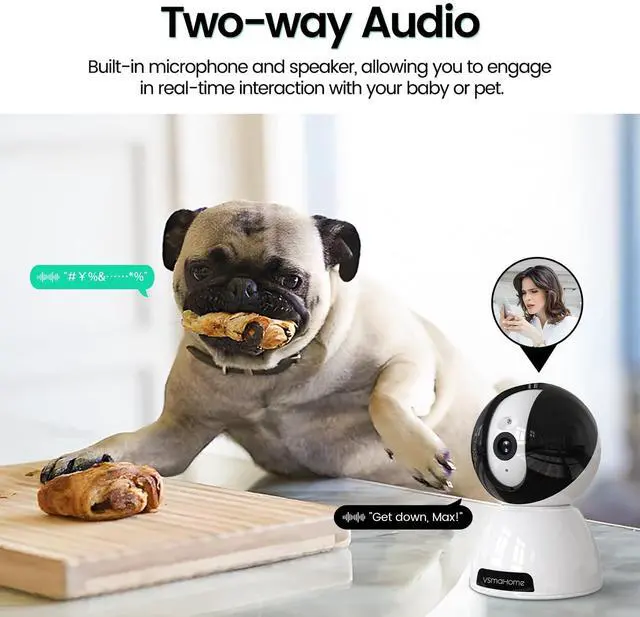 Alt view image 4 of 7 - Vsmahome 2K Security Camera Indoor,House Cameras with Audio and Video,Plug in Surveillance Cameras for Home Security,8X Zoom,IR Night Vision,Sound/Motion Detection,2-Way Talk,Supports Alexa