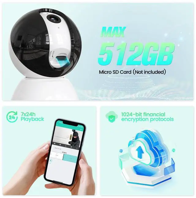 Alt view image 7 of 7 - Vsmahome 2K Security Camera Indoor,House Cameras with Audio and Video,Plug in Surveillance Cameras for Home Security,8X Zoom,IR Night Vision,Sound/Motion Detection,2-Way Talk,Supports Alexa